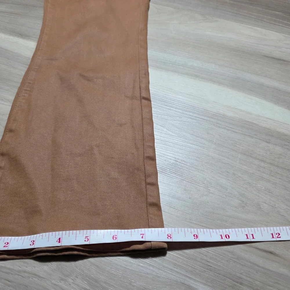 7 For All‎ Mankind Flare Jeans Womens 27 Camel Tan Coated High Rise Denim Pants